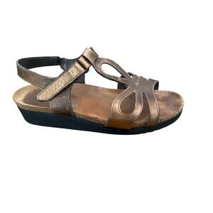NAOT Rachel Ankle Strap Wedge Sandals Women’s Sz 8/8.5 US 39 EU Bronze Leather